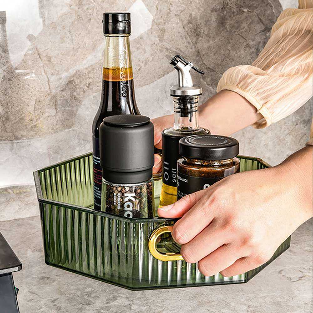 360° Rotating Octagonal Organiser Tray For Kitchen Dining Cosmetics Makeup - Image 3